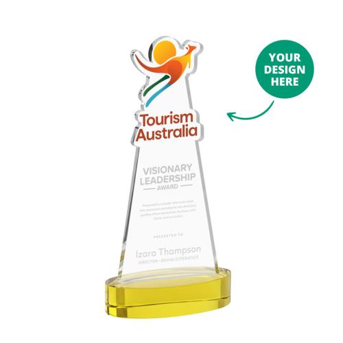 Awards and Plaques - Crystal Trophies - EdgeCraft on Alberton Base Gold (via Air) Unique Crystal Trophy