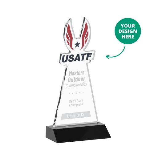 Awards and Plaques - Crystal Trophies - EdgeCraft on Mitered Base Black (via Air) Unique Crystal Trophy