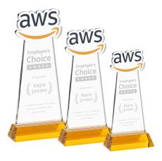 EdgeCraft on Hartford Base Amber (via Ocean) Unique Crystal Trophy - Crystal Trophies