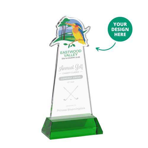 Awards and Plaques - Crystal Trophies - EdgeCraft on Hartford Base Green (via Ocean) Unique Crystal Trophy