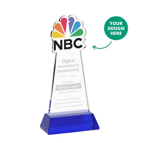 Awards and Plaques - Crystal Trophies - EdgeCraft on Hartford Base Blue (via Ocean) Unique Crystal Trophy