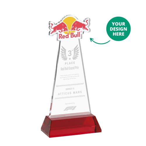 Awards and Plaques - Crystal Trophies - EdgeCraft on Hartford Base Red (via Ocean) Unique Crystal Trophy