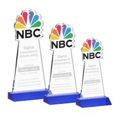 EdgeCraft on Mitered Base Blue (via Ocean) Unique Crystal Trophy - Crystal Trophies