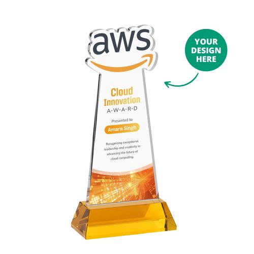 Awards and Plaques - Crystal Trophies - EdgeCraft Full Color on Hartford Base - Amber (via Air)