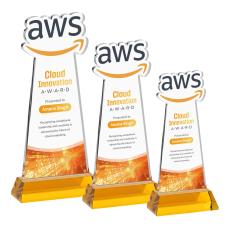 EdgeCraft Full Color Unique on Hartford Base-Amber (via Air) Crystal Trophy - Custom Trophies