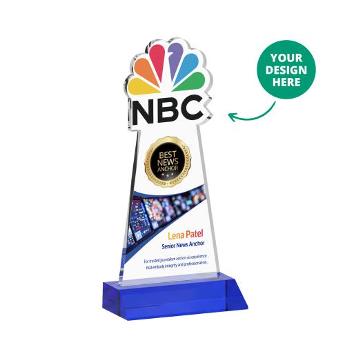 Awards and Plaques - Crystal Trophies - EdgeCraft Full Color on Mitered Base - Blue (via Air)