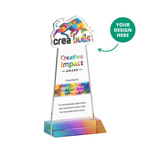 Awards and Plaques - Crystal Trophies - EdgeCraft Full Color on Mitered Base-Prismatic (via Air)
