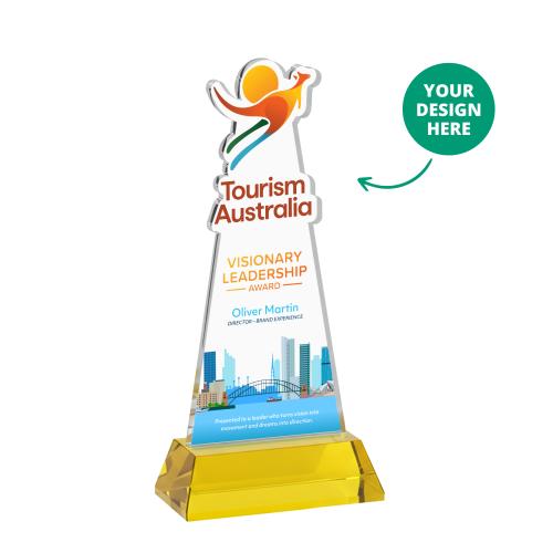 Awards and Plaques - Crystal Trophies - EdgeCraft Full Color on Hartford Base-Gold (via Ocean)