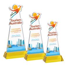 EdgeCraft Full Color on Hartford Base Gold (via Ocean) Unique Crystal Trophy - Custom Trophies