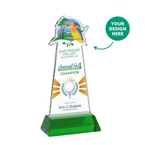 Awards and Plaques - Crystal Trophies - EdgeCraft Full Color on Hartford Base-Green (via Ocean)