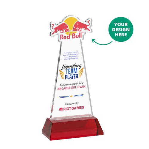 Awards and Plaques - Crystal Trophies - EdgeCraft Full Color on Hartford Base-Red (via Ocean)
