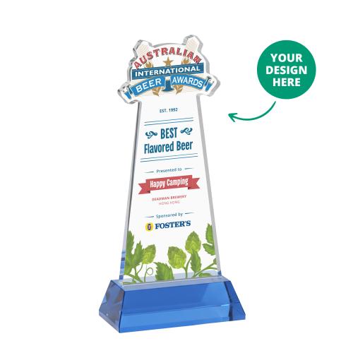 Awards and Plaques - Crystal Trophies - EdgeCraft Full Color on Hartford Base-Sky Blue (via Ocean)