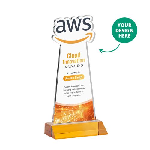 Awards and Plaques - Crystal Trophies - EdgeCraft Full Color on Mitered Base-Amber (via Ocean)