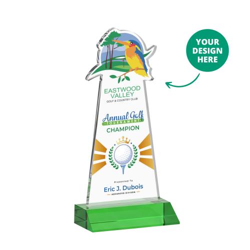Awards and Plaques - Crystal Trophies - EdgeCraft Full Color on Mitered Base-Green (via Ocean)