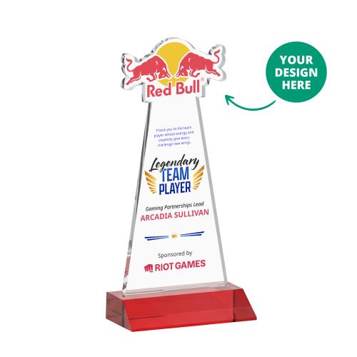 Awards and Plaques - Crystal Trophies - EdgeCraft Full Color on Mitered Base-Red (via Ocean)