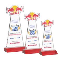 EdgeCraft Full Color Unique on Mitered Base-Red (via Ocean) Crystal Trophy - Custom Trophies