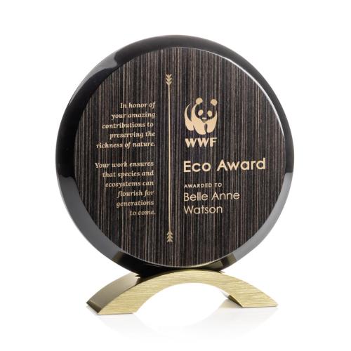 Awards and Plaques - Eco-Friendly Trophies - Donavan Slatewood Gold Circle Wood Trophy