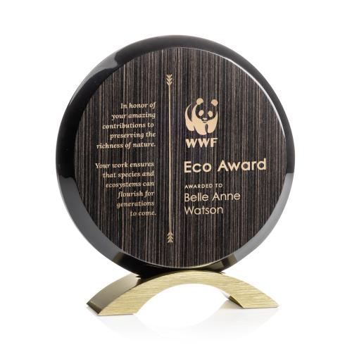 Awards and Plaques - Eco-Friendly Trophies - Donavan Slatewood Gold Circle Wood Trophy