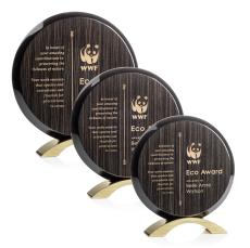 Donavan Slatewood Gold Circle Wood Trophy - Eco-Friendly Trophies