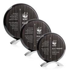 Donavan Slatewood Silver Circle Wood Trophy - Eco-Friendly Trophies