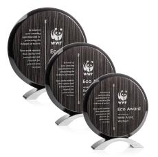 Donavan Slatewood Silver Circle Wood Trophy - Eco-Friendly Trophies
