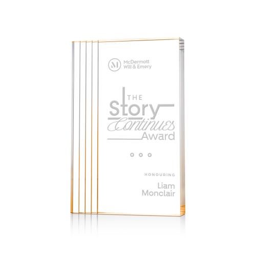 Awards and Plaques - Acrylic Trophies - Haverton Gold Rectangle Acrylic Trophy