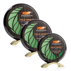 Donovan Slatewood Full Color Gold Circle Wood Trophy - Eco-Friendly Trophies
