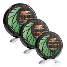 Donovan Slatewood Full Color Silver Circle Wood Trophy - Eco-Friendly Trophies
