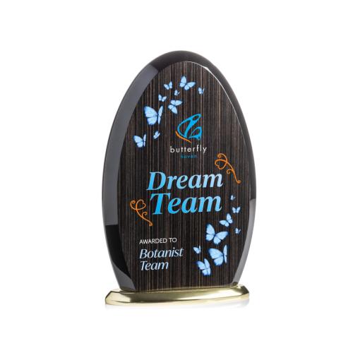 Awards and Plaques - Eco-Friendly Trophies - Evington Slatewood Full Color Gold Circle Wood Trophy