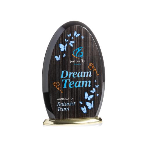 Awards and Plaques - Eco-Friendly Trophies - Evington Slatewood Full Color Gold Peaks Wood Trophy