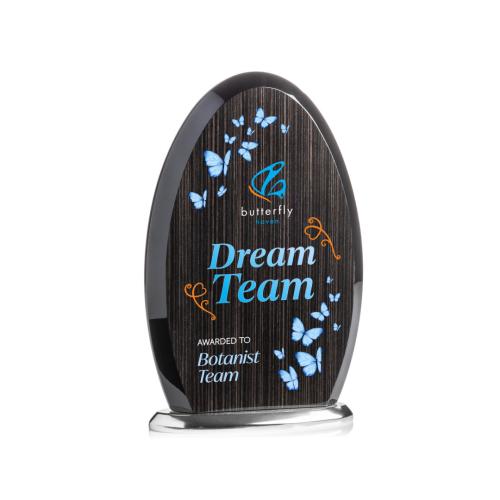 Awards and Plaques - Eco-Friendly Trophies - Evington Slatewood Full Color Silver Circle Wood Trophy