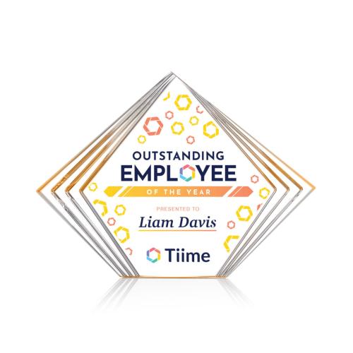 Awards and Plaques - Acrylic Trophies - Crawford Full Color Gold Acrylic Trophy