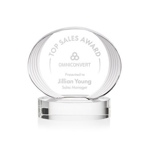 Awards and Plaques - Crystal Trophies - Schaffer on Base Clear Circle Crystal Trophy