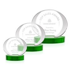 Schaffer on Base Green Circle Crystal Trophy - Crystal Trophies