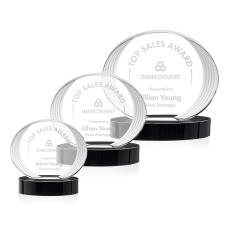 Schaffer on Base Black Circle Crystal Trophy - Crystal Trophies