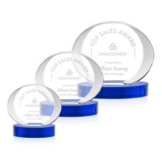 Schaffer on Base Blue Circle Crystal Trophy - Crystal Trophies