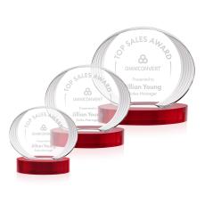 Schaffer on Base Red Circle Crystal Trophy - Crystal Trophies