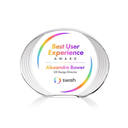 Awards and Plaques - Crystal Trophies - Schaffer Full Color Circle Crystal Trophy