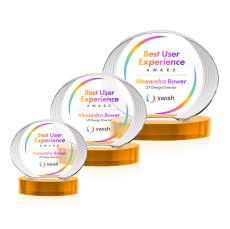 Schaffer Full Color on Base Amber Circle Crystal Trophy - Crystal Trophies