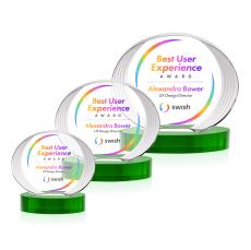 Schaffer Full Color on Base Green Circle Crystal Trophy - Custom Trophies