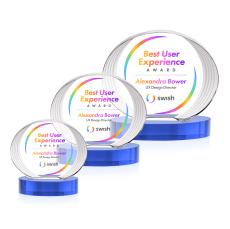 Schaffer Full Color on Base Sky Blue Circle Crystal Trophy - Custom Trophies