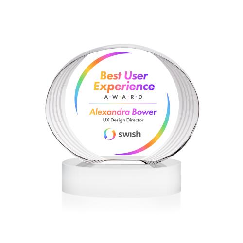 Awards and Plaques - Crystal Trophies - Schaffer Full Color on Base Fagan Circle Crystal Trophy