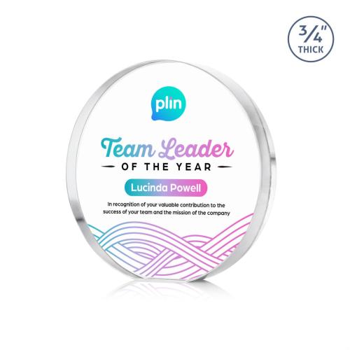 Awards and Plaques - Crystal Trophies - McMahon Full Color Clear Circle Crystal Trophy