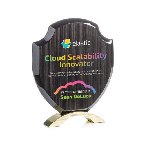 Awards and Plaques - Eco-Friendly Trophies - Belgrave Slatewood Full Color Gold Unique Wood Trophy