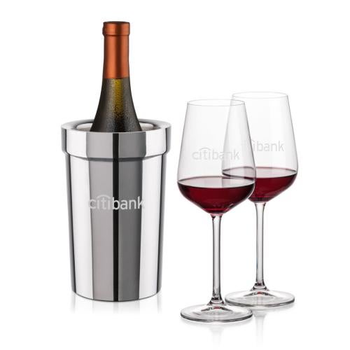 Custom Barware Glasses - Wine Glasses - Milano Wine Cooler & Eaton Wine Set