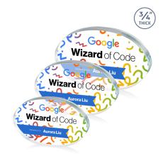 Barlow Oval Full Color Clear Circle Crystal Trophy - Glass Trophies