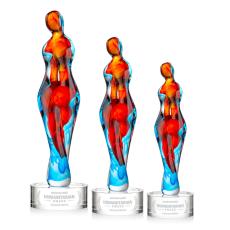 Venus on Round Base Clear Glass Trophy - Glass Trophies