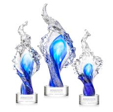 Breaker on Round Base Clear Unique Glass Trophy - Art Glass Trophies
