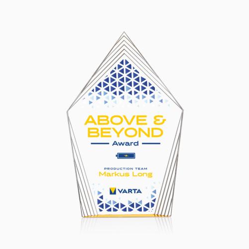 Awards and Plaques - Acrylic Trophies - Greyson Full Color Gold Peaks Acrylic Trophy