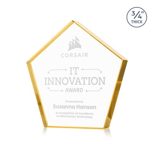 Awards and Plaques - Crystal Trophies - Belmar Steiner Gold Crystal Trophy